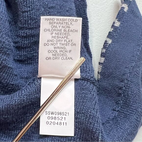 Pure Jill J. Jill Artisanal Jacquard Open Front Cardigan Blue/White Small - Picture 9 of 9